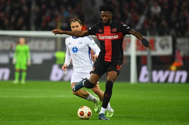 LEVERKUSEN, GERMANY - 14.12.23: Edmond Tapsoba, The match of match UEFA Europa League Bayer 04 Leverkusen vs Molde at Bayarena  Copyright: xVITALIIxKLIUIEVx