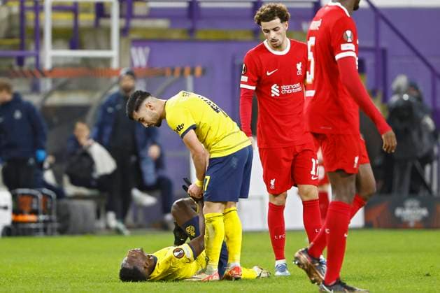 Union SG v Liverpool FC - UEFA Europa League BRUSSELS, BELGIUM - DECEMBER 14 : Lazare Amani midfielder of Union St-Gilloisepictured during the UEFA Europa League Group E match between Union SG and Liverpool at the Anderlecht stadium on December 14, 2023 in Brussels, Belgium, 14 12 2023 Brussels Belgium  Copyright: xJanxDexMeuleneirx