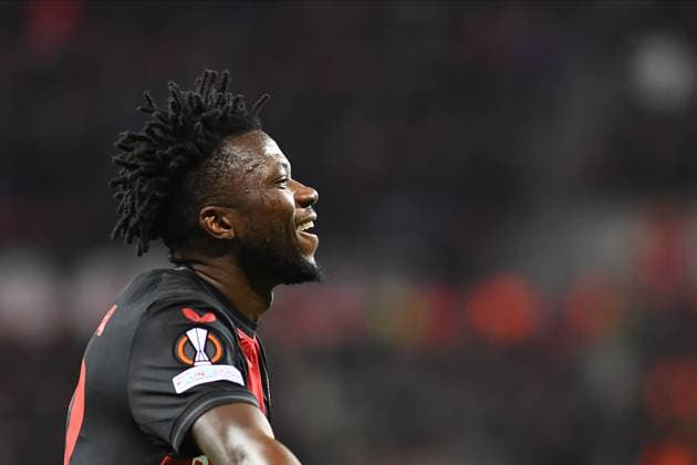 LEVERKUSEN, GERMANY - 14.12.23: Edmond Tapsoba, The match of match UEFA Europa League Bayer 04 Leverkusen vs Molde at Bayarena  Copyright: xVITALIIxKLIUIEVx