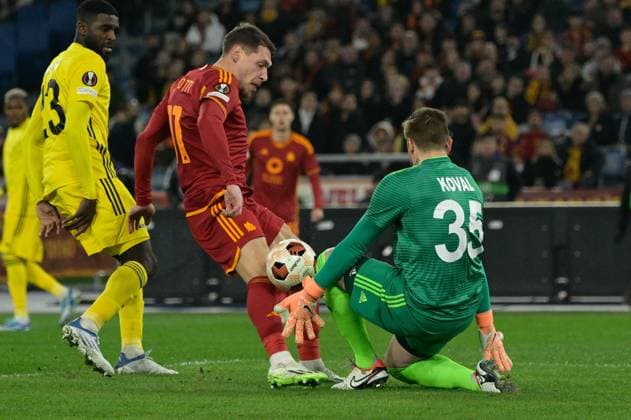 Football Europa League match - AS Roma vs FC Sheriff Tiraspol Andrea Belotti (AS Roma); during the UEFA Europa League 2023-2024 football match between AS Roma vs FC Sheriff Tiraspol Group G at the Olympic Stadium in Rome on 14 December 2023. Rome Italy  Copyright: xIPAxSport ABACAx
