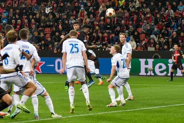 Edmond Tapsoba 12, Bayer Leverkusen scores to make it 2 0 14 12 2023 Soccer Europa League, Bayer 04 Leverkusen vs Molde FK, BayArena, Leverkusen, NRW Germany Copyright: xpepphotox xHorstxMauelshagenx pep00321, pep_20231214_hm