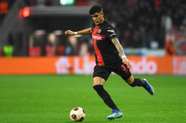 LEVERKUSEN, GERMANY - 14.12.23: Piero Hincapie, The match of match UEFA Europa League Bayer 04 Leverkusen vs Molde at Bayarena  Copyright: xVITALIIxKLIUIEVx