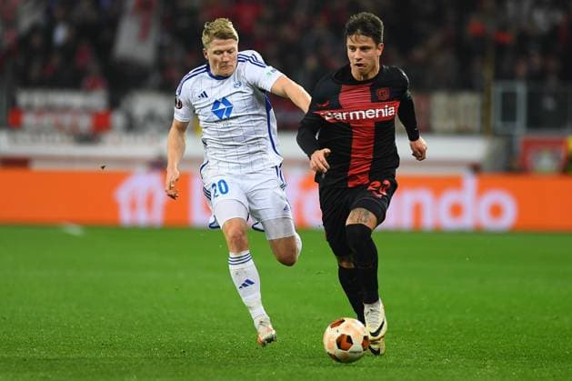 LEVERKUSEN, GERMANY - 14.12.23: Adam Hlozek, The match of match UEFA Europa League Bayer 04 Leverkusen vs Molde at Bayarena  Copyright: xVITALIIxKLIUIEVx