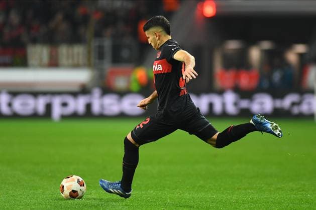 LEVERKUSEN, GERMANY - 14.12.23: Gustavo Puerta, The match of match UEFA Europa League Bayer 04 Leverkusen vs Molde at Bayarena  Copyright: xVITALIIxKLIUIEVx