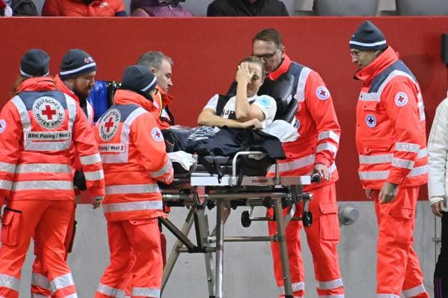 Magdalena ERIKSSON FCB ,injured,injury Football Champions League group stage, FC Bayern Muenchen Ajax Amsterdam on 14 12 2023, A L L I A N Z A R E N A