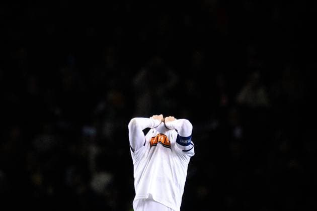 231214 Samuel Gustafson of Häcken looks dejected during the UEFA Europa League match between Qarabag and Häcken on December 14, 2023 in Baku Photo Carl Sandin BILDBYRAN code CS CS0469 fotboll, football, soccer, fotball,uefa europa league,qarabag,h  Copyright: CARLxSANDIN BB231214CS069