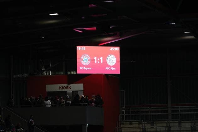 Half-time score, FC Bayern Munich v AFC Ajax, Football, UEFA Women s Champions League 2023 2024, Matchday 3 on 14 12 2023 in Munich, FC Bayern Campus Bayern Germany