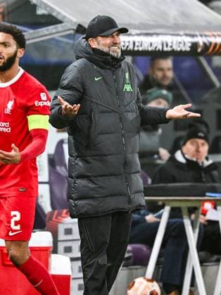 BRUSSELS - Liverpool FC coach manager Jurgen Klopp during the UEFA Europa League in group E match between R. Union Sint Gillis and Liverpool FC at the Lotto Park stadium on December 14, 2023 in Brussels, Belgium. ANP Hollandse Hoogte UEFA Europa Europa League 2023 24 2022 2023 xVIxANPxSportx xGerritxvanxKeulenxIVx 486297274 originalFilename: 486297274.jpg