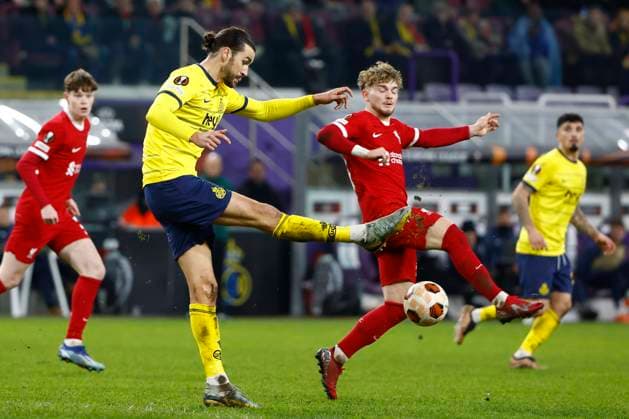 Union SG v Liverpool FC - UEFA Europa League BRUSSELS, BELGIUM - DECEMBER 14 : Burgess Christian defender of Union St-Gilloise pictured during the UEFA Europa League Group E match between Union SG and Liverpool at the Anderlecht stadium on December 14, 2023 in Brussels, Belgium, 14 12 2023 Brussels Belgium  Copyright: xJanxDexMeuleneirx