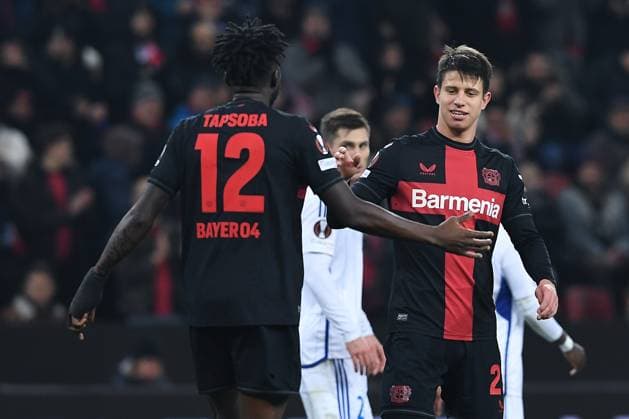 Soccer Europa League Group Stage 6 Matchday Bayer 04 Leverkusen Molde FK on 14 12 2023 at BayArena in Leverkusen Goal celebration to 5 0 by Adam Hlozek Leverkusen xRx