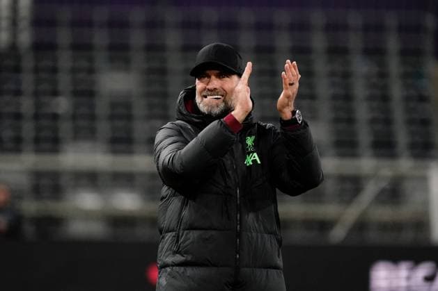 Liverpool coach Jurgen Klopp Union Saint-Gilloise v Liverpool, UEFA Europa League, Group E, Football, Lotto Park, Brussels, Belgium - 14 Dec 2023 EDITORIAL USE ONLY No use with unauthorised audio, video, data, fixture lists, club league logos or live services. Online in-match use limited to 120 images, no video emulation. No use in betting, games or single club league player publications. Copyright: xDavexWinter Shutterstockx 14254246cj