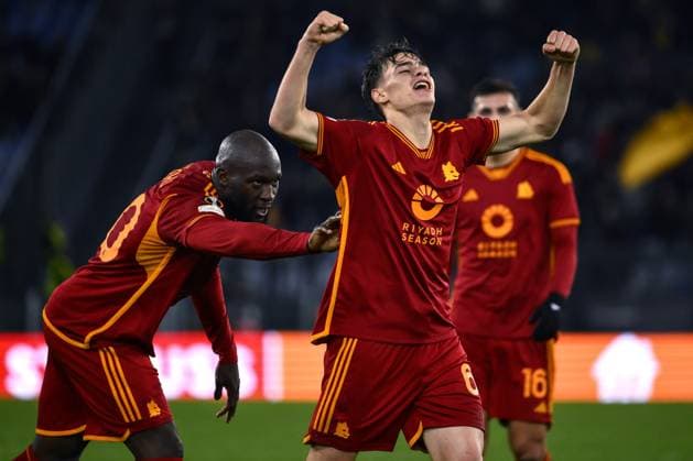 Roma 14 12 2023 - Europa League Roma-Sheriff Tiraspol foto Image nella foto: esultanza gol Niccolo Pisilli 