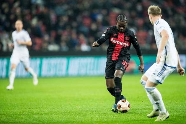 UEFA Europa League Bayer 04 Leverkusen Molde FK 14 12 2023 Ken Izekor Bayer 04 Leverkusen, 38 shoots UEFA Europa League Matchday 6 Bayer 04 Leverkusen Molde FK, BayArena Leverkusen on 14 12 2023 DFL REGULATIONS PROHIBIT ANY USE OF PHOTOGRAPHS AS IMAGE SEQUENCES AND OR QUASI VIDEO Copyright: xBEAUTIFULxSPORTS Wunderlx