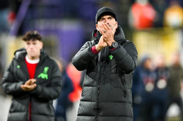 BRUSSELS - Liverpool FC coach manager Jurgen Klopp during the UEFA Europa League in group E match between R. Union Sint Gillis and Liverpool FC at the Lotto Park stadium on December 14, 2023 in Brussels, Belgium. ANP Hollandse Hoogte UEFA Europa Europa League 2023 24 2022 2023 xVIxANPxSportx xGerritxvanxKeulenxIVx 486299671 originalFilename: 486299671.jpg