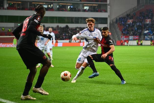 LEVERKUSEN, GERMANY - 14.12.23: Gustavo Puerta, The match of match UEFA Europa League Bayer 04 Leverkusen vs Molde at Bayarena  Copyright: xVITALIIxKLIUIEVx