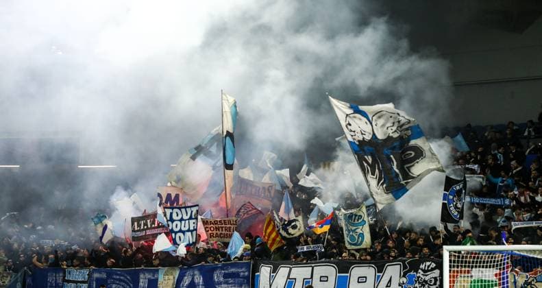 Brighton and Hove Albion v Olympique de Marseille, Brighton, UK - 14 Dec 2023 Olympique de Marseille supporters during the Europa League match between Brighton and Hove Albion and Olympique de Marseille at The Amex Stadium, Brighton on 14 December 2023 ( Brighton The Amex Stadium Brighton England Copyright: xMicahxCrook PPAUKx PPA-075343