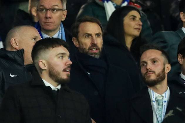 Sport Bilder des Tages Brighton and Hove Albion v Olympique de Marseille, Brighton, UK - 14 Dec 2023 England Manager Gareth Southgate watches on during the Europa League match between Brighton and Hove Albion and Olympique de Marseille at The Amex Stadium, Brighton on 14 December 2023 ( Brighton The Amex Stadium Brighton England Copyright: xMicahxCrook PPAUKx PPA-075350