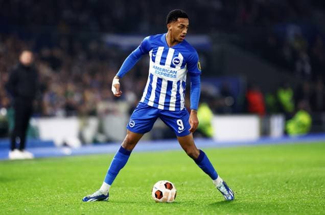 Joao Pedro of Brighton & Hove Albion. Brighton & Hove Albion v Marseille, UEFA Europa League, Group A, Football, American Express Community Express Stadium, Brighton, UK - 14 Dec 2023 EDITORIAL USE ONLY No use with unauthorised audio, video, data, fixture lists, club league logos or live services. Online in-match use limited to 120 images, no video emulation. No use in betting, games or single club league player publications.  Copyright: xJamesxMarsh Shutterstockx 14254279x
