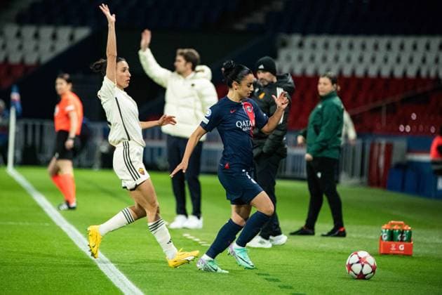 Sakina Karchaoui (PSG) FOOTBALL : PSG vs AS Roma - UEFA WomenÂ’s Champions League - 14 12 2023 BaptisteAutissier Panoramic 