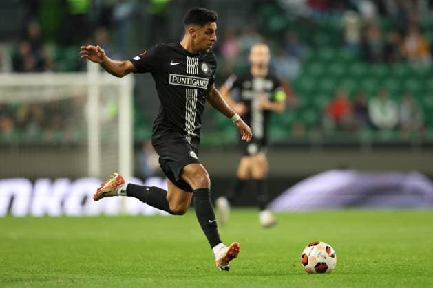 SOCCER - UEFA EL, Sporting vs Sturm LISBON,PORTUGAL,14.DEC.23 - SOCCER - UEFA Europa League, group stage, Sporting CP vs SK Sturm Graz. Image shows Manprit Sarkaria (Sturm).  GEPAxpictures xChrisxBauer