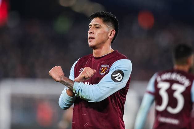 West Ham United FC v SC Freiburg West Ham United s Edson Alvarez celebrates scoring their side s second goal of the game during the West Ham United FC v SC Freiburg UEFA Europa League Group A match at London Stadium, London, England, United Kingdom on 14 December 2023 Editorial Use Only Copyright: xIMAGO EveryxSecondxMediax ESM-0874-0029