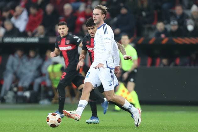 Germany, Leverkusen, 14 12 2023, BayArena, Bayer Leverkusen vs Molde FK UEFA Europa League 2023 2024 Group H, Magnus Grodem Molde FK controls the ball Leverkusen BayArena North Rhine Westfalia Germany eu-images-678