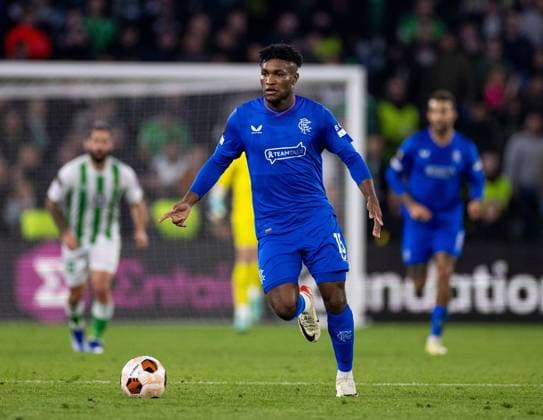 Rangers Midfielder Jose Cifuentes during the Europa League Group C match at the Estadio Benito Villamarin, Seville. Real Betis v Rangers, UEFA Europa League, Group C, Football, Benito VillamaroÆ?Ã?Ân Stadium, Seville, Spain - 14 Dec 2023 EDITORIAL USE ONLY No use with unauthorised audio, video, data, fixture lists, club league logos or live services. Online in-match use limited to 120 images, no video emulation. No use in betting, games or single club league player publications. Copyright: xKirkxO Rourke RangersxFC Shutterstockx 14257803ck