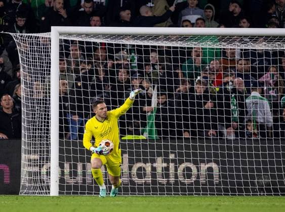 Rangers Goalkeeper Jack Butland during the Europa League Group C match at the Estadio Benito Villamarin, Seville. Real Betis v Rangers, UEFA Europa League, Group C, Football, Benito VillamaroÆ?Ã?Ân Stadium, Seville, Spain - 14 Dec 2023 EDITORIAL USE ONLY No use with unauthorised audio, video, data, fixture lists, club league logos or live services. Online in-match use limited to 120 images, no video emulation. No use in betting, games or single club league player publications. Copyright: xKirkxO Rourke RangersxFC Shutterstockx 14257803cp