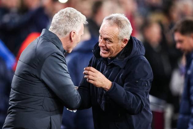 West Ham United FC v SC Freiburg West Ham United manager David Moyes and SC Freiburg Manager Christian Streich during the West Ham United FC v SC Freiburg UEFA Europa League Group A match at London Stadium, London, England, United Kingdom on 14 December 2023 Editorial Use Only Copyright: xIMAGO EveryxSecondxMediax ESM-0874-0030