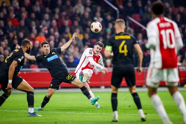 AMSTERDAM, 14-12-2023 , JohanCruyff Arena, Europa League Football season 2023 2024. Benjamin Tahirovic during the match Ajax - AEK Athens. Ajax - AEK Athens  x23521763x Copyright: