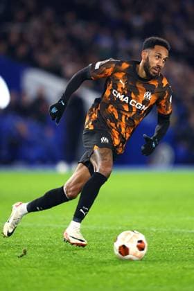 Brighton gegen Marseille 14. Dezember 2023, Brighton UEFA EUROPA League, Gruppe B Brighton Hove Albion gegen Olympique de Marseille Pierre Emerick Aubameyang von Olympique de Marseille Foto Charlotte Wilson Abseits Brighton UK  Copyright: xCharlottexWilsonx xOffsidexOffside