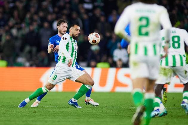 December 14, 2023, SEVILLA, SEVILLA, SPAIN: Borja Iglesias of Real Betis in action during the UEFA Europa League, Group C, match between Real Betis and Rangers FC at Benito Villamarin stadium on December 14, 2023 in Sevilla, Spain. SEVILLA SPAIN - ZUMAa181 20231214_zaa_a181_085 Copyright: xJoaquinxCorcherox