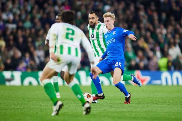 December 14, 2023, SEVILLA, SEVILLA, SPAIN: Ross McCausland of Rangers FC in action during the UEFA Europa League, Group C, match between Real Betis and Rangers FC at Benito Villamarin stadium on December 14, 2023 in Sevilla, Spain. SEVILLA SPAIN - ZUMAa181 20231214_zaa_a181_098 Copyright: xJoaquinxCorcherox