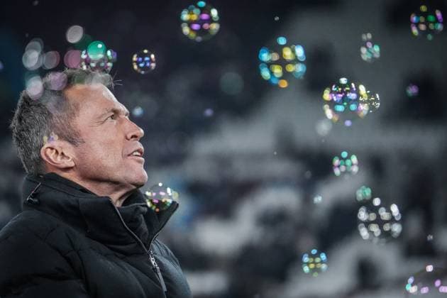 West Ham United SC Freiburg Football UEFA Europa League 2023 2024, Matchday 6, West Ham United SC Freiburg, London Stadium Football TV expert Lothar Matthäus with bubbles