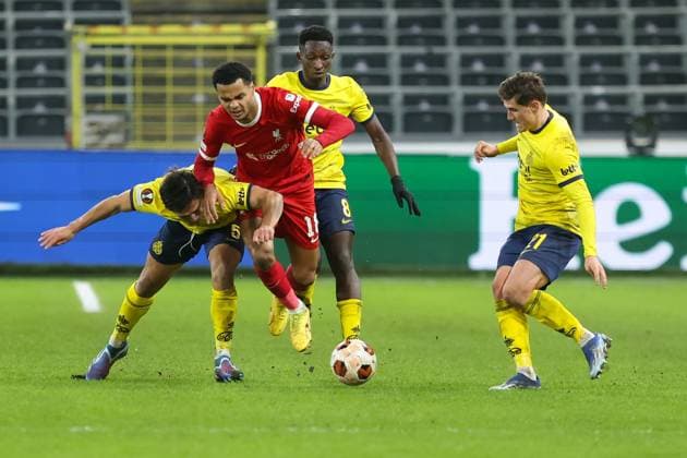 231214 Royale Union Saint-Gilloise vs Liverpool FC Cody Gakpo of Liverpool in action with the ball during a football game between Royale Union Saint-Gilloise and Liverpool FC on day 6 in Group E of the UEFA Europa League season 2023-2024 competition on December 14, 2023 in Brussels, Belgium. (Photo by Frank Abbeloos Isosport) BRUSSELS BELGIUM  Copyright: xx 424942