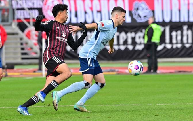 16 12 2023 Soccer season 2023 2024 2 Soccer Bundesliga 17 Matchday 1 FC Nürnberg FCN Club Hamburger SV HSV Sportfoto Zink xwoxzix DFL regulations prohibit any use of photographs as image sequences and or quasi video only for editorial use Nathaniel Brown 27, 1 FC Nürnberg FCN Laszlo Benes 8, Hamburger SV HSV