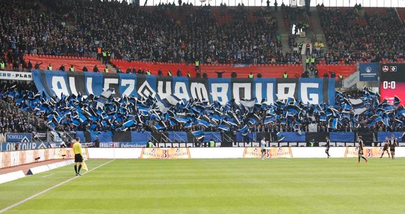 16 12 2023 Soccer season 2023 2024 2 Soccer Bundesliga 17 Matchday 1 FC Nürnberg FCN Club Hamburger SV HSV Sportfoto Zink DaMa xdaxmax DFL regulations prohibit any use of photographs as image sequences and or quasi video only for editorial use Choreography of the spectators audience fans of Hamburger SV HSV at minute 12