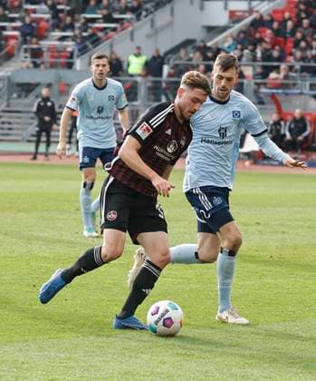 16 12 2023 Soccer Season 2023 2024 2 Soccer Bundesliga 17 Matchday 1 FC Nürnberg FCN Club Hamburger SV HSV Sportfoto Zink DaMa xdaxmax DFL regulations prohibit any use of photographs as image sequences and or quasi video only for editorial use Lukas Schleimer 36, 1 FC Nürnberg FCN Jonas Meffert 23, Hamburger SV HSV