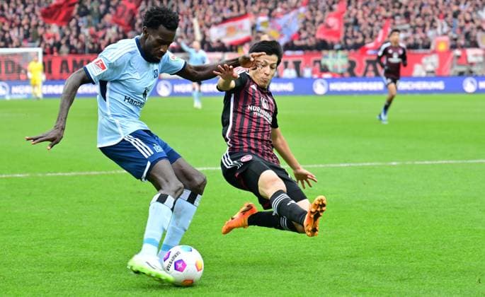 16 12 2023 Soccer season 2023 2024 2 Soccer Bundesliga 17 Matchday 1 FC Nürnberg FCN Club Hamburger SV HSV Sportfoto Zink xwoxzix DFL regulations prohibit any use of photographs as image sequences and or quasi video only for editorial use Bakery Jatta 18, Hamburger SV HSV Kanji Okunuki 11, 1 FC Nürnberg FCN