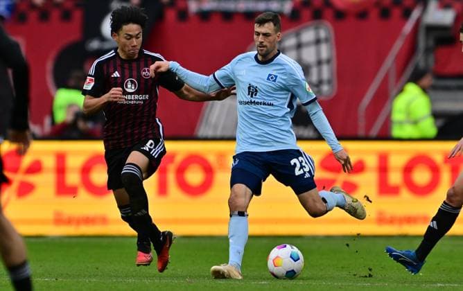 16 12 2023 Soccer Season 2023 2024 2 Soccer Bundesliga 17 Matchday 1 FC Nürnberg FCN Club Hamburger SV HSV Sportfoto Zink xwoxzix DFL regulations prohibit any use of photographs as image sequences and or quasi video only for editorial use Daichi Hayashi 9, 1 FC Nürnberg FCN Jonas Meffert 23, Hamburger SV HSV
