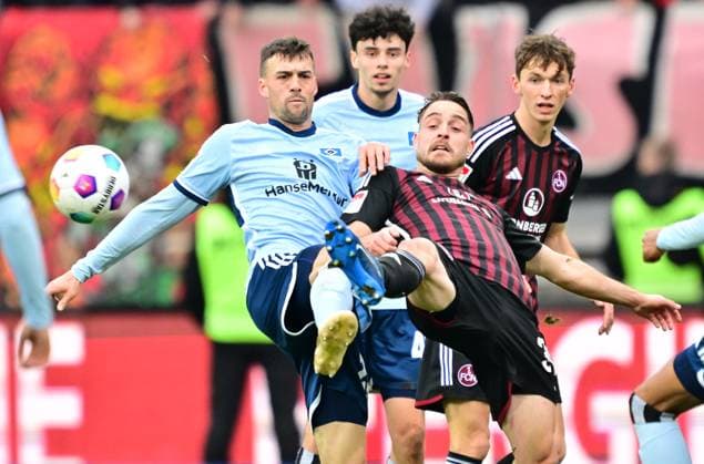 16 12 2023 Soccer Season 2023 2024 2 Soccer Bundesliga 17 Matchday 1 FC Nürnberg FCN Club Hamburger SV HSV Sportfoto Zink xwoxzix DFL regulations prohibit any use of photographs as image sequences and or quasi video only for editorial use Jonas Meffert 23, Hamburger SV HSV Lukas Schleimer 36, 1 FC Nürnberg FCN