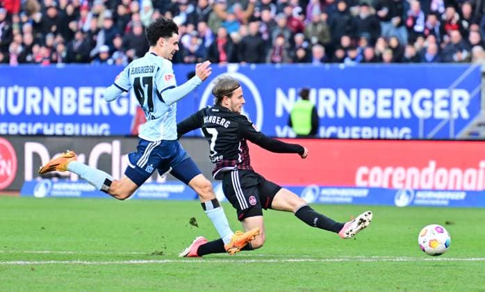 16 12 2023 Soccer Season 2023 2024 2 Soccer Bundesliga 17 Matchday 1 FC Nürnberg FCN Club Hamburger SV HSV Sportfoto Zink xwoxzix DFL regulations prohibit any use of photographs as image sequences and or quasi video only for editorial use Nicolas Oliveira 47, Hamburger SV HSV Felix Lohkemper 7, 1 FC Nürnberg FCN Chance Torchance