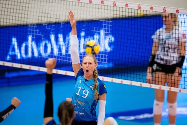 2 Bundesliga Women Pro Schwarz Weiss Erfurt vs SSC Freisen Erfurt 16 12 2023 Jubel, Alison Muldrow 19 SSC Freisen 2 Bundesliga Women Pro Schwarz Weiss Erfurt vs SSC Freisen Riethsporthalle Erfurt 16 12 2023 Copyright: xBEAUTIFULxSPORTS Duehringx