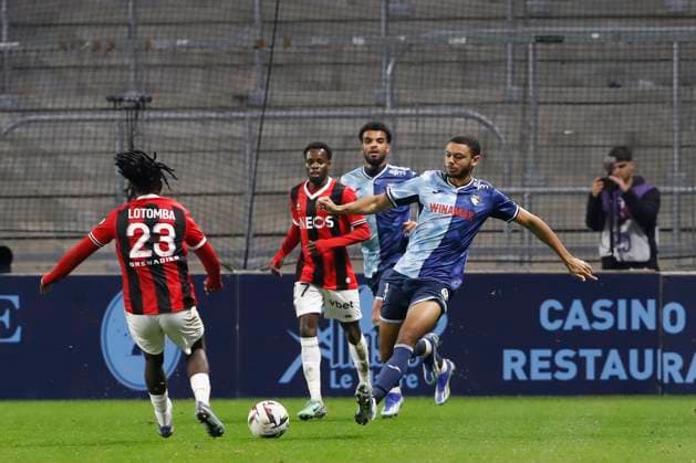 Antoine Joujou (Le Havre) FOOTBALL : Le Havre Vs Nice - Ligue 1 Uber Eats - 16 12 2023 MichaelBaucher Panoramic 