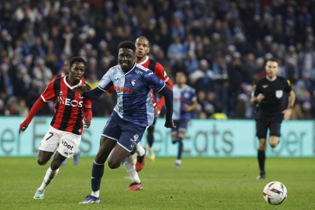 Mohamed Bayo (Le Havre) FOOTBALL : Le Havre Vs Nice - Ligue 1 Uber Eats - 16 12 2023 MichaelBaucher Panoramic 