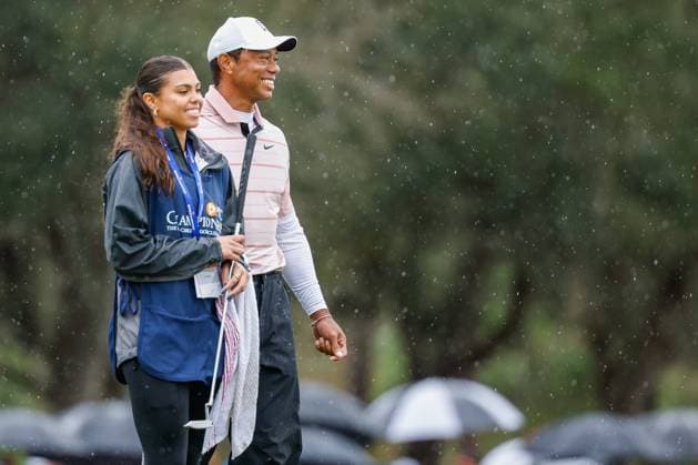 December 16, 2023: Tiger Woods stands next to his caddie and daughter during Round One of the PNC Championship golf tournament at the Ritz-Carlton Golf Club in Orlando, Florida. CSM Orlando United States of America - ZUMAc04_ 20231216_zma_c04_113 Copyright: xDarrenxLeex