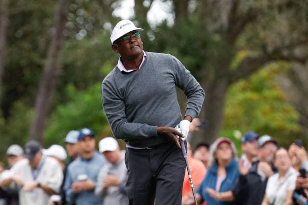 December 16, 2023: Vijay Singh teeing off on the 1st hole during Round One of the PNC Championship golf tournament at the Ritz-Carlton Golf Club in Orlando, Florida. CSM Orlando United States of America - ZUMAc04_ 20231216_zma_c04_125 Copyright: xDarrenxLeex