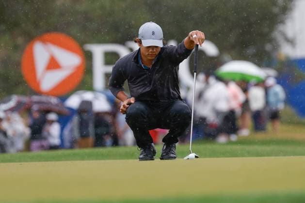 December 16, 2023: Charlie Woods putting on the 18th hole during Round One of the PNC Championship golf tournament at the Ritz-Carlton Golf Club in Orlando, Florida. CSM Orlando United States of America - ZUMAc04_ 20231216_zma_c04_136 Copyright: xDarrenxLeex