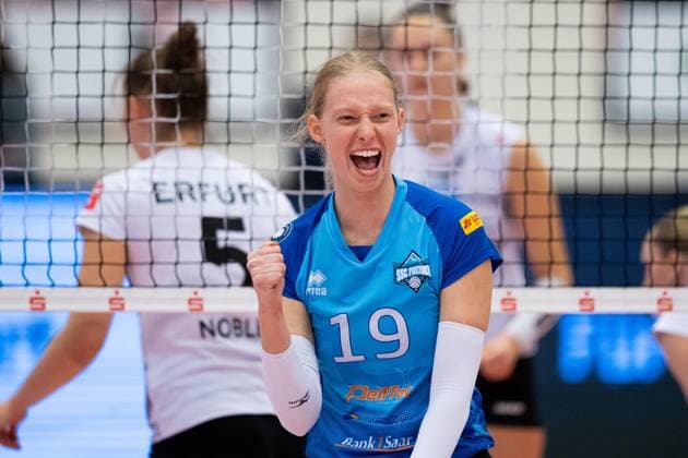 2 Bundesliga Women Pro Schwarz Weiss Erfurt vs SSC Freisen Erfurt 16 12 2023 Alison Muldrow 19 SSC Freisen 2 Bundesliga Women Pro Schwarz Weiss Erfurt vs SSC Freisen Riethsporthalle Erfurt 16 12 2023 Copyright: xBEAUTIFULxSPORTS Duehringx