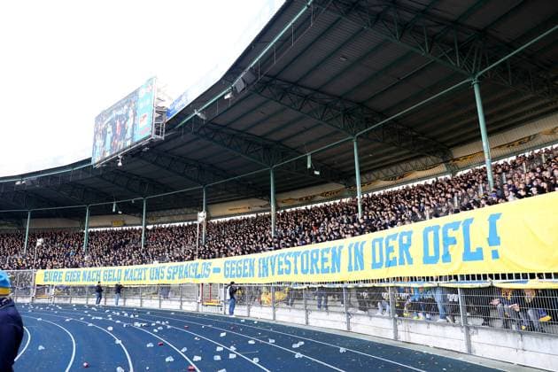 Braunschweig vs Kaiserslautern, 2 BL Braunschweig, 17 12 2023, FOOTBALL Eintracht Braunschweig vs 1 FC Kaiserslautern, 2 BL, Season 2023 24 Eintracht Braunschweig Fan Protest against DFL Investors Deal Braunschweig